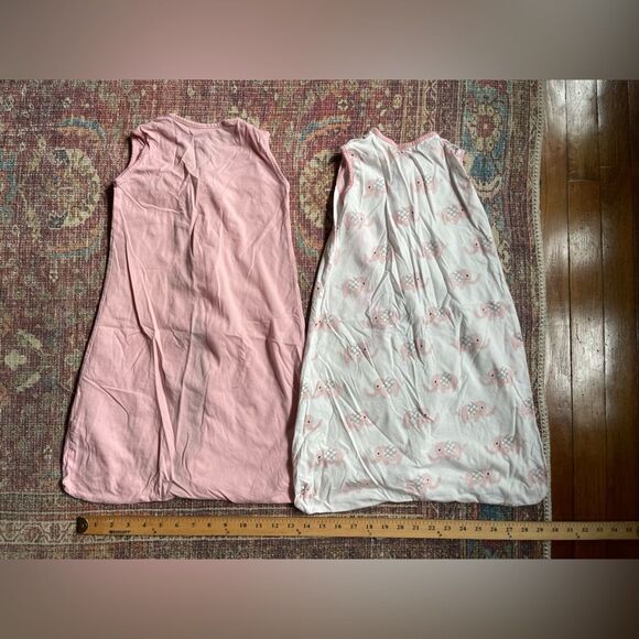 Set of 2 small 0-6 month TillYou Pink and White Baby elephant print Sleep Sacks - Picture 8 of 8